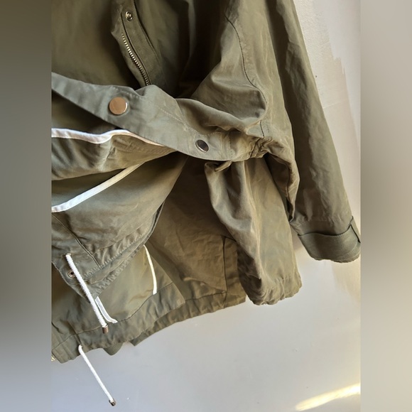 Zara Olive Green Women's Fabric Hooded Jacket - Picture 8 of 9